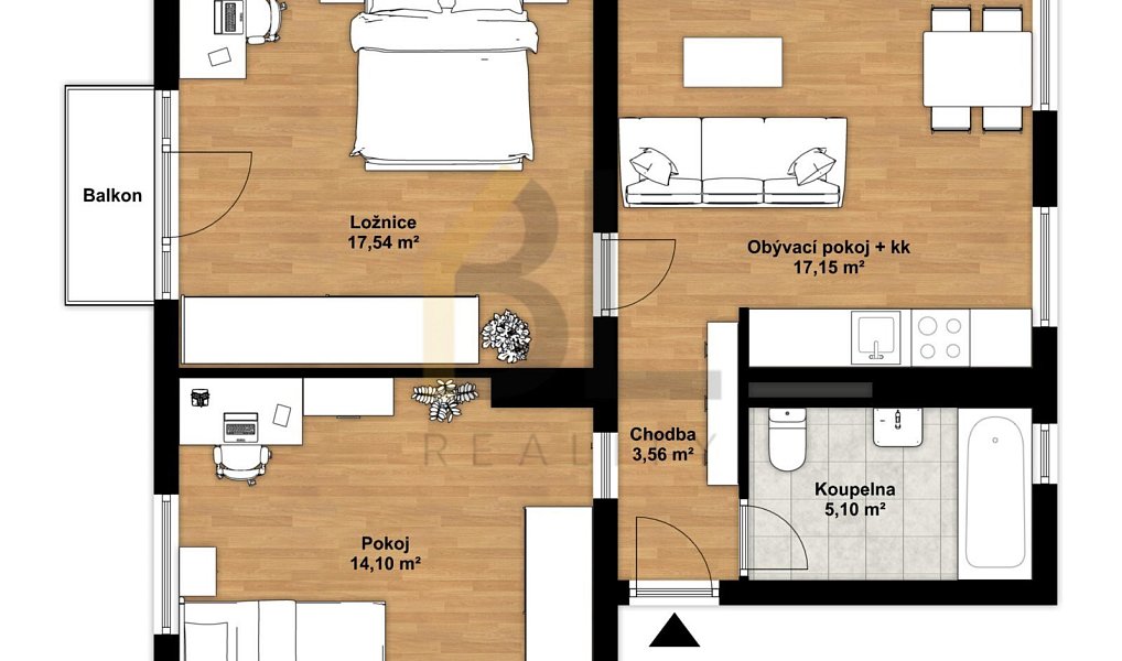 Prodej bytu 3+kk 57 m², Hodonín – náhled fotky 2