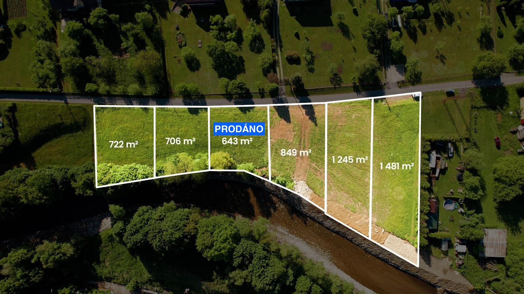 Prodej stavebního pozemku 849 m² – pohled 3