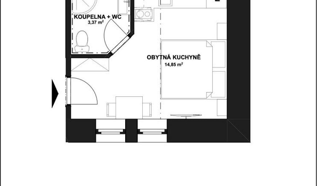 Prodej bytu 1+kk 18 m², Horní Lhota – náhled fotky 3