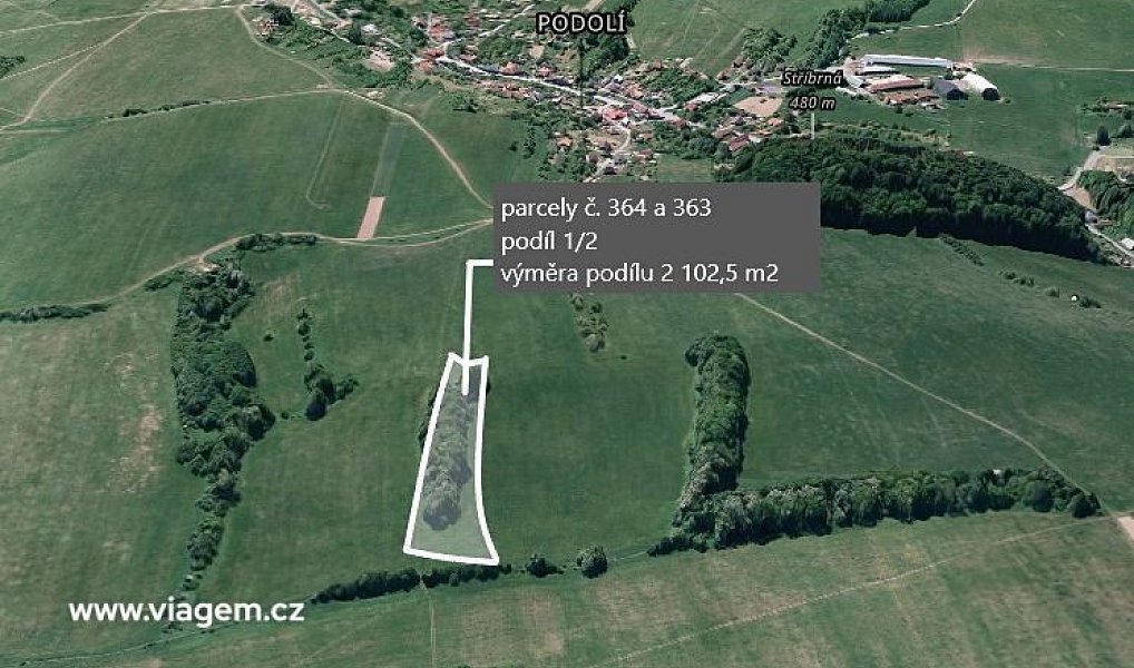 Prodej pole 2 102 m², Podolí – náhled fotky 2