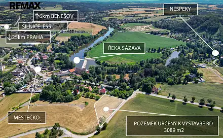 Prodej stavebního pozemku 3 089 m², Nespeky, okres Benešov