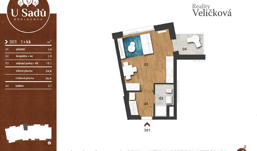 Prodej bytu 1+kk 30 m², Hradec Králové – náhled fotky 7