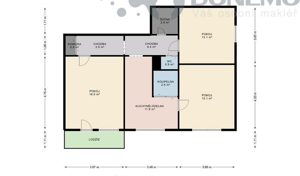 Pronájem bytu 3+1 71 m², Olomouc – náhled fotky 2