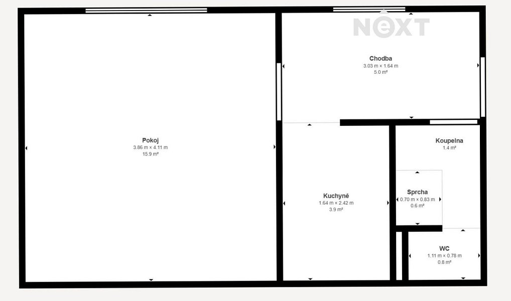 Pronájem bytu 1+kk 22 m², Litvínov – náhled fotky 4