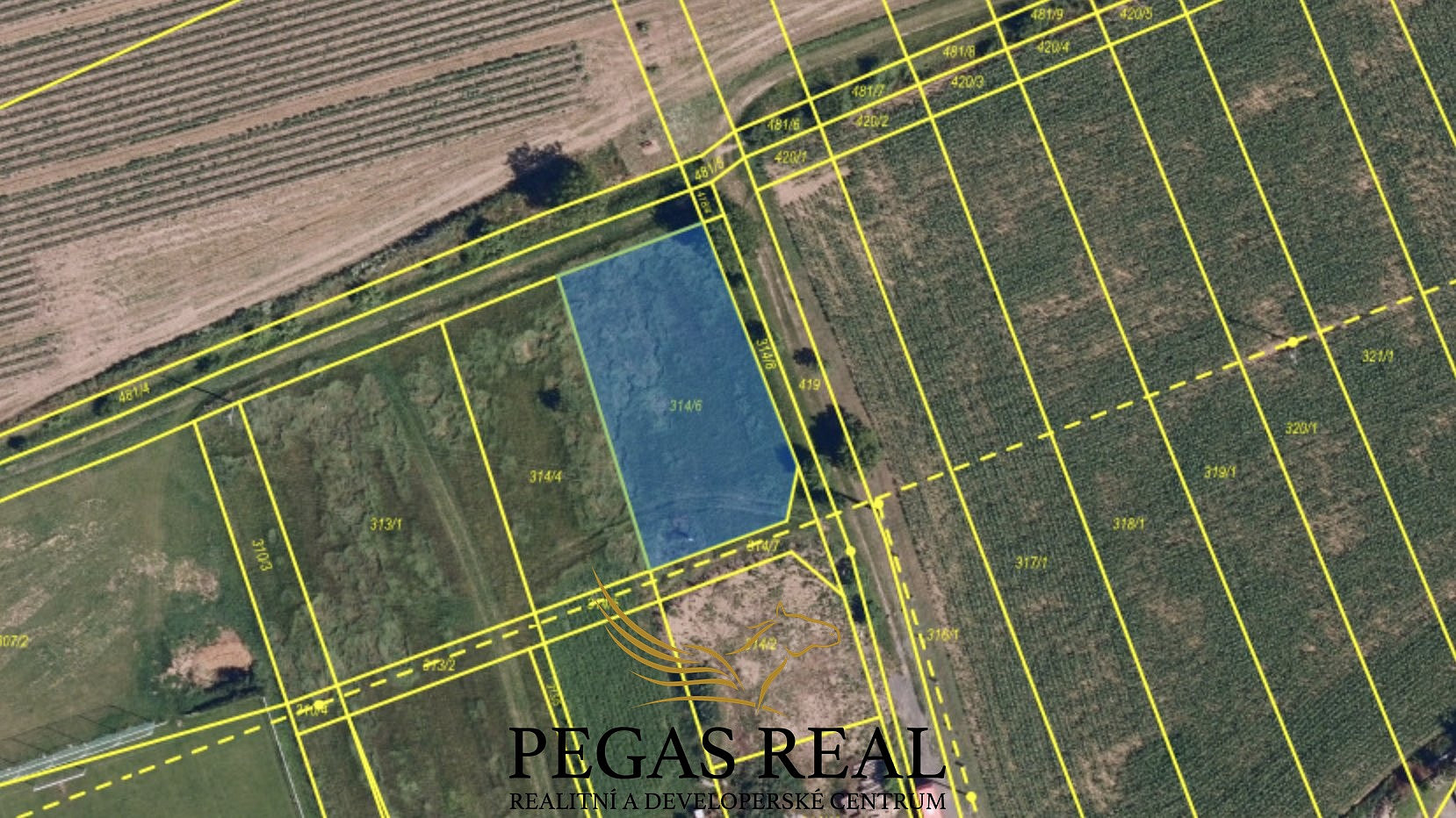 Prodej stavebního pozemku 1.021 m², Kupařovice – pohled 2