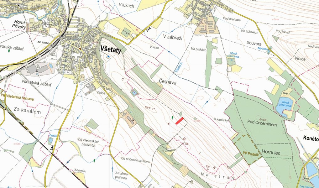 Prodej pole 2 875 m², Všetaty – náhled fotky 2