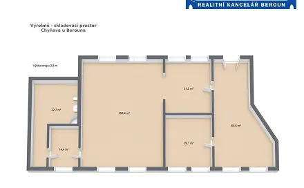 Pronájem výrobních prostor 172 m², Hýskovská, Chyňava, okres Beroun