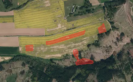 Prodej pole 34 400 m², Křešín - Kramolín, okres Pelhřimov