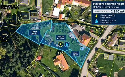 Prodej stavebního pozemku 2 340 m², Horní Cerekev, okres Pelhřimov