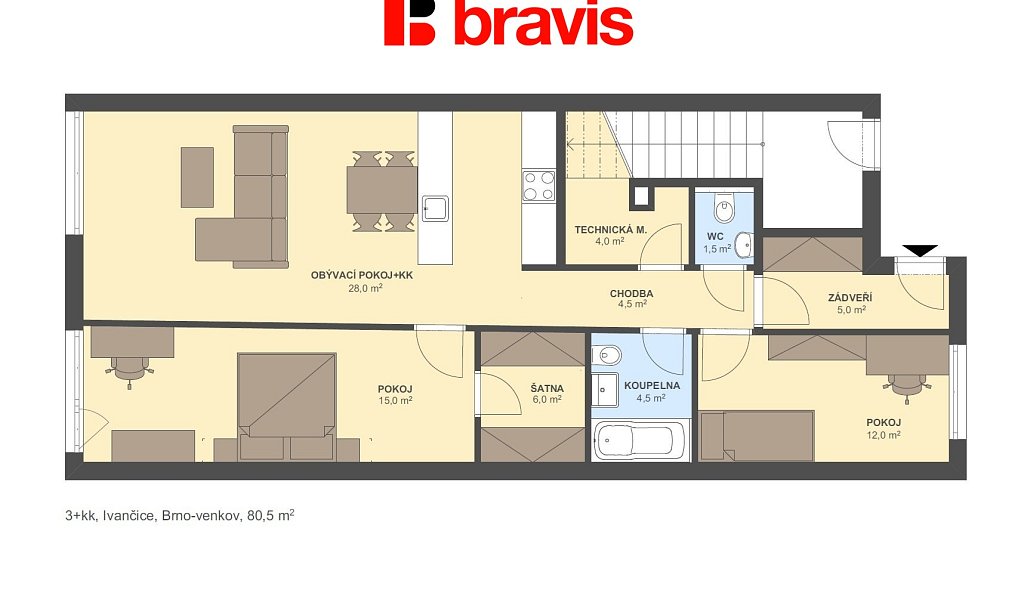 Prodej bytu 3+kk 80 m², Ivančice – náhled fotky 5