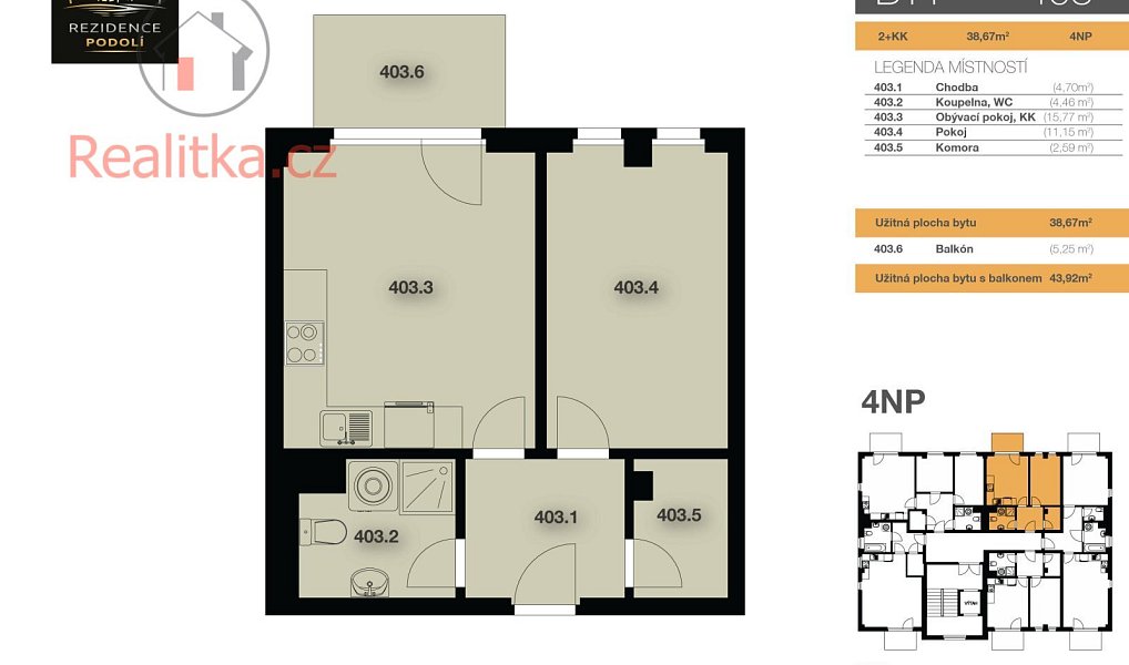 Prodej bytu 2+kk 39 m², Mělník – náhled fotky 3