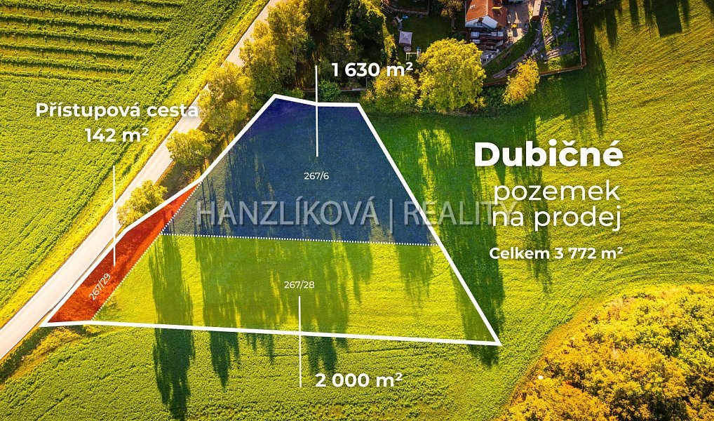 Prodej stavebního pozemku 1 630 m², Dubičné – náhled fotky 2