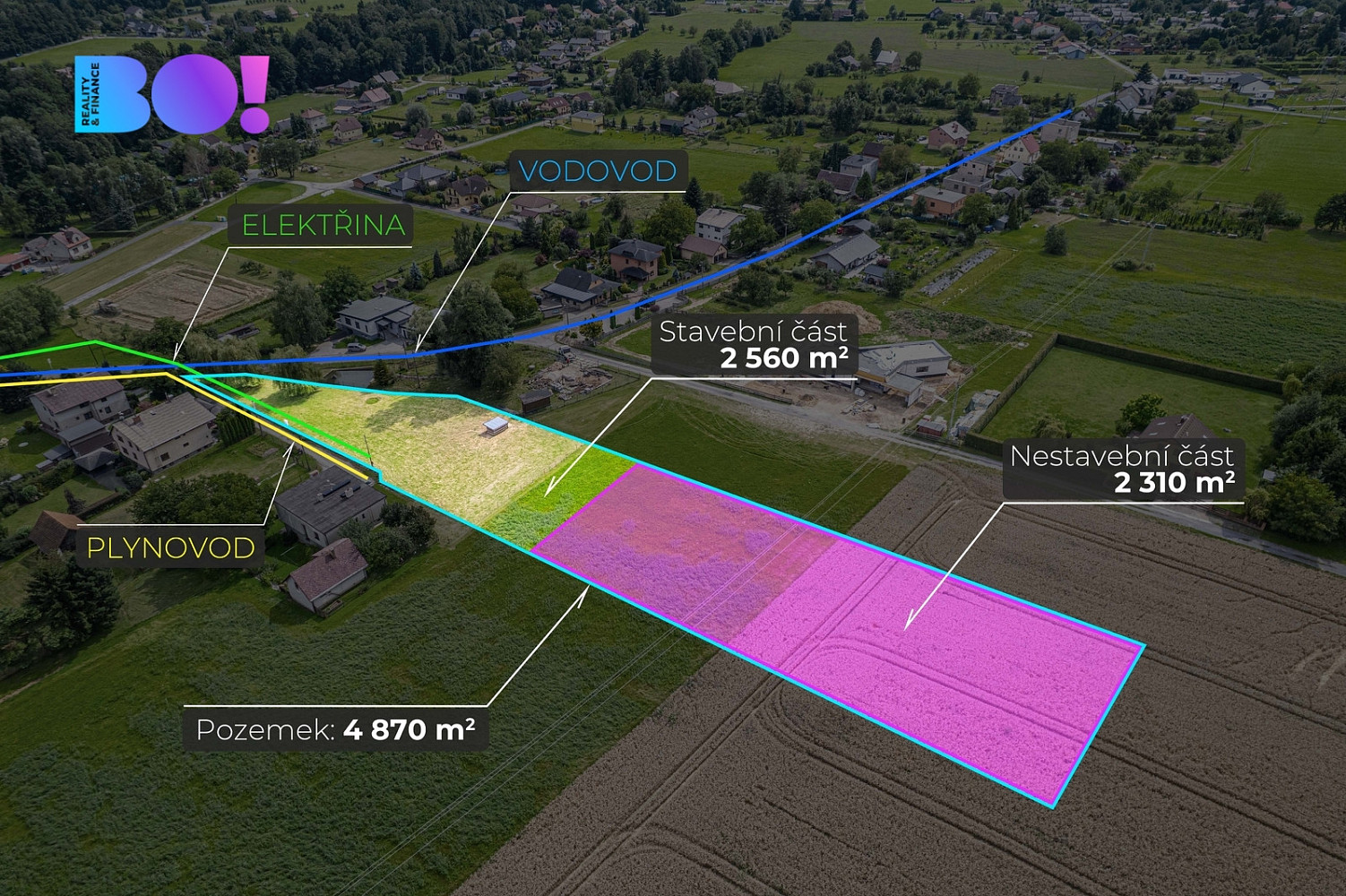Prodej stavebního pozemku 2 560 m² – fotografie 4