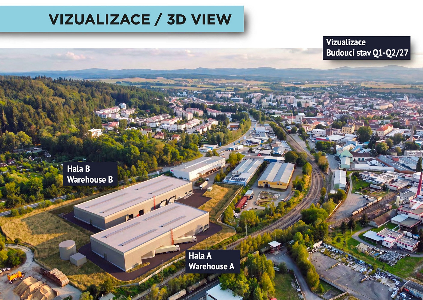 Pronájem moderních skladových a výrobních prostor Průmyslový areál BP Písek (až 7 682 m²), možnost