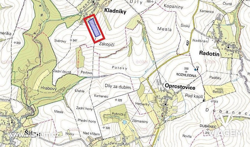 Prodej stavebního pozemku 3 709 m², Kladníky – náhled fotky 2