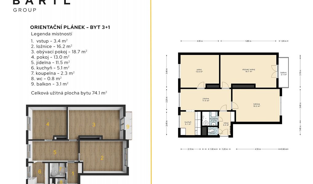 Prodej bytu 3+1 72 m², Nové Hrady – náhled fotky 2