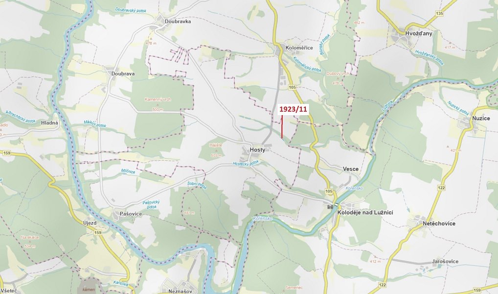 Dražba lesa, 323 m², České Budějovice, Hosty