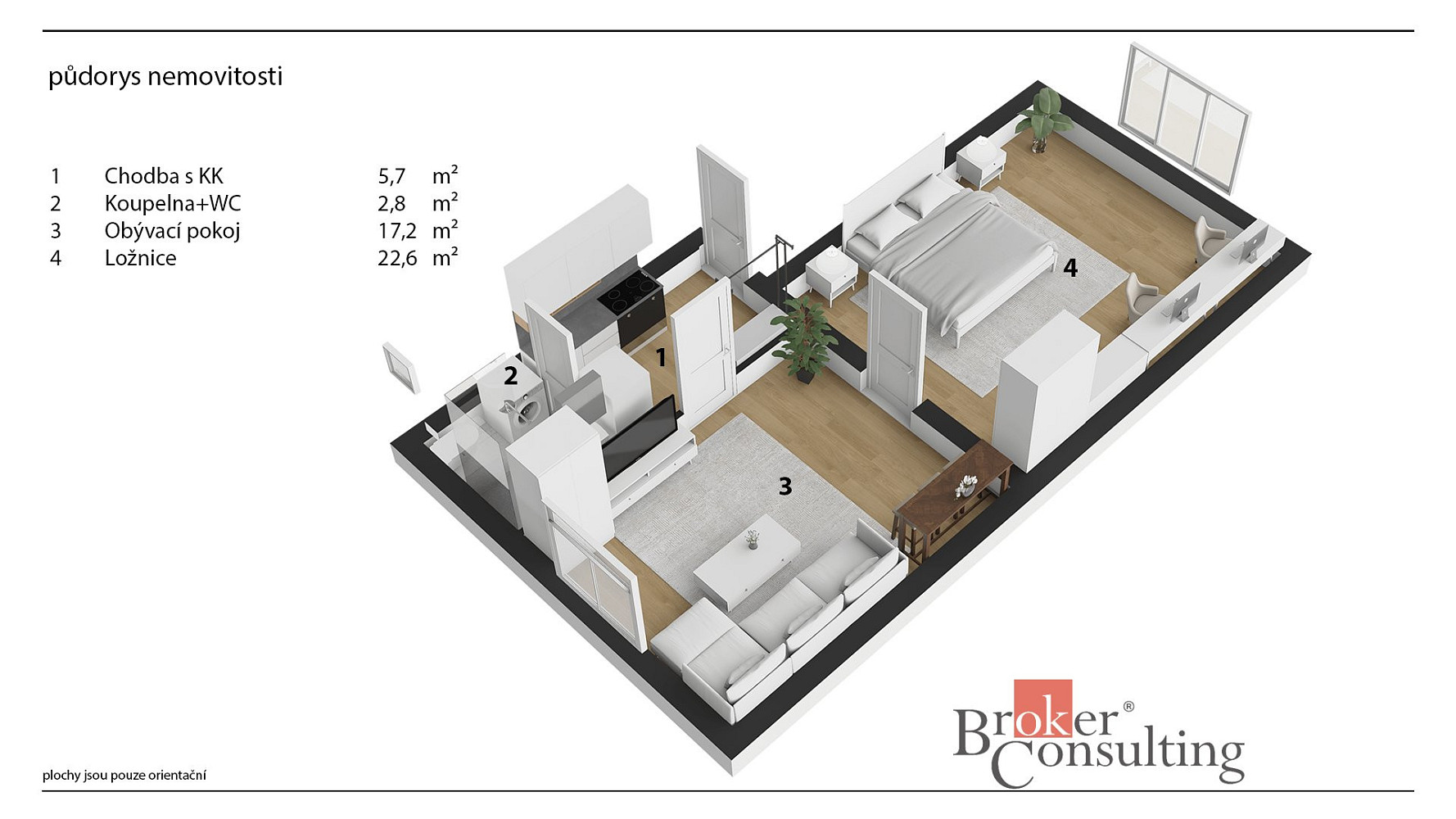 Prodej bytu 1+1 59 m² – pohled 3