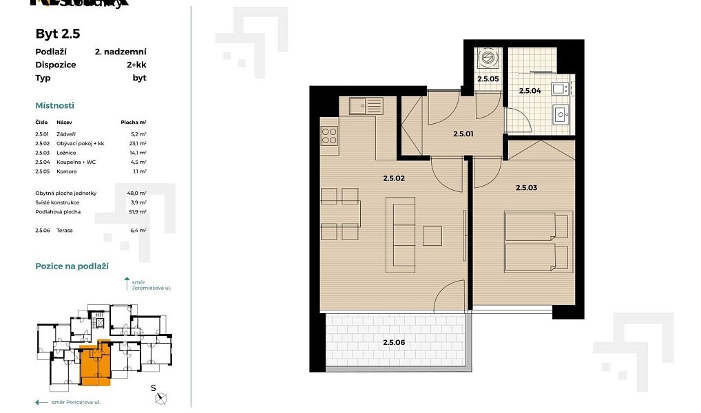 Pronájem bytu 2+kk 50 m², Praha – náhled fotky 3