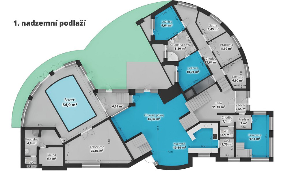 Prodej domu 560 m² s pozemkem 2 497 m², Černošice – náhled fotky 43