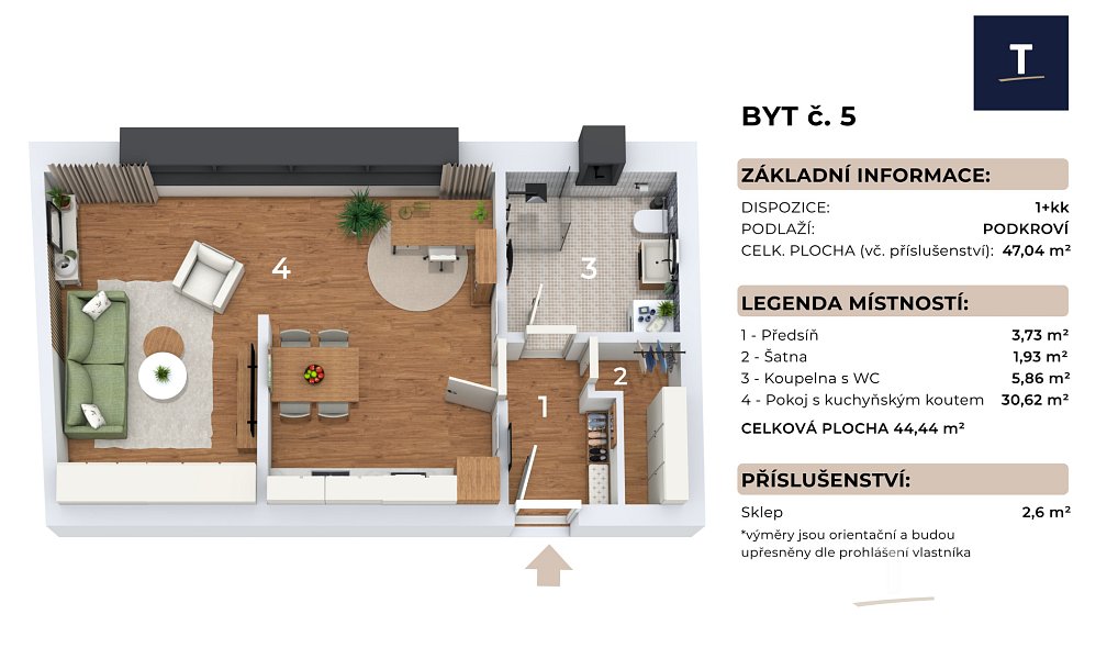 Prodej bytu 1+kk 47 m², Brno – náhled fotky 3