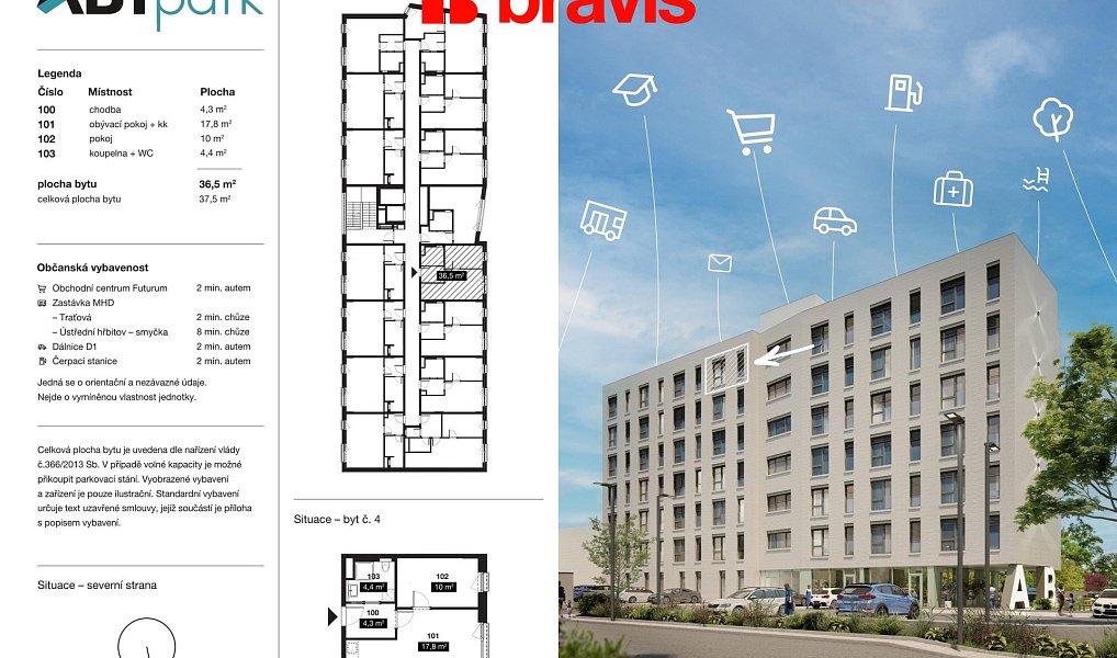 Pronájem bytu 2+kk 37 m², Brno – náhled fotky 5