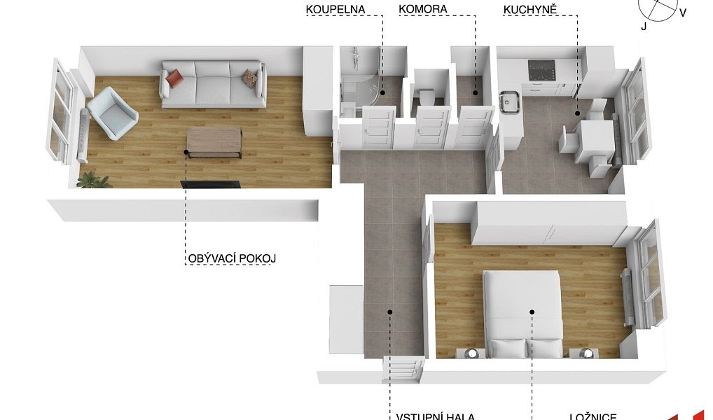 Prodej bytu 2+1 59 m², Praha – náhled fotky 3