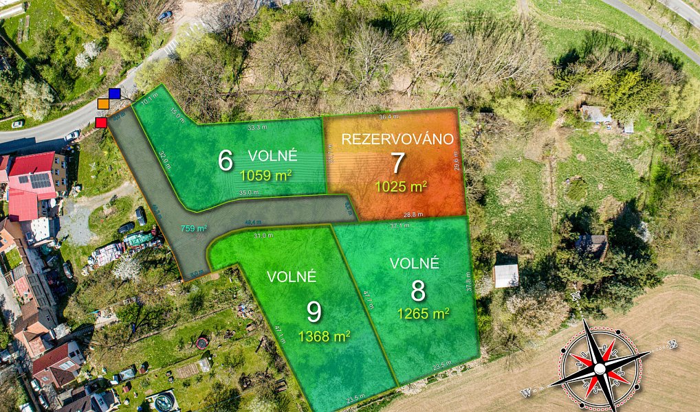 Prodej stavebního pozemku 1 265 m², Tuklaty – náhled fotky 2