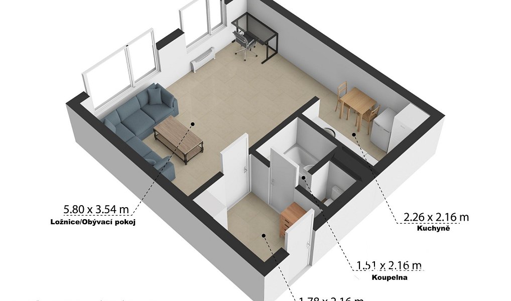 Prodej bytu 1+kk 33 m², Teplice – náhled fotky 14