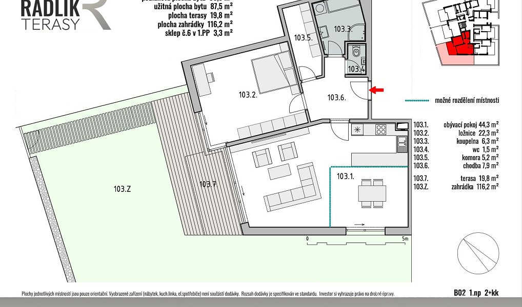 Prodej bytu 2+kk 87 m², Jílové u Prahy – náhled fotky 5