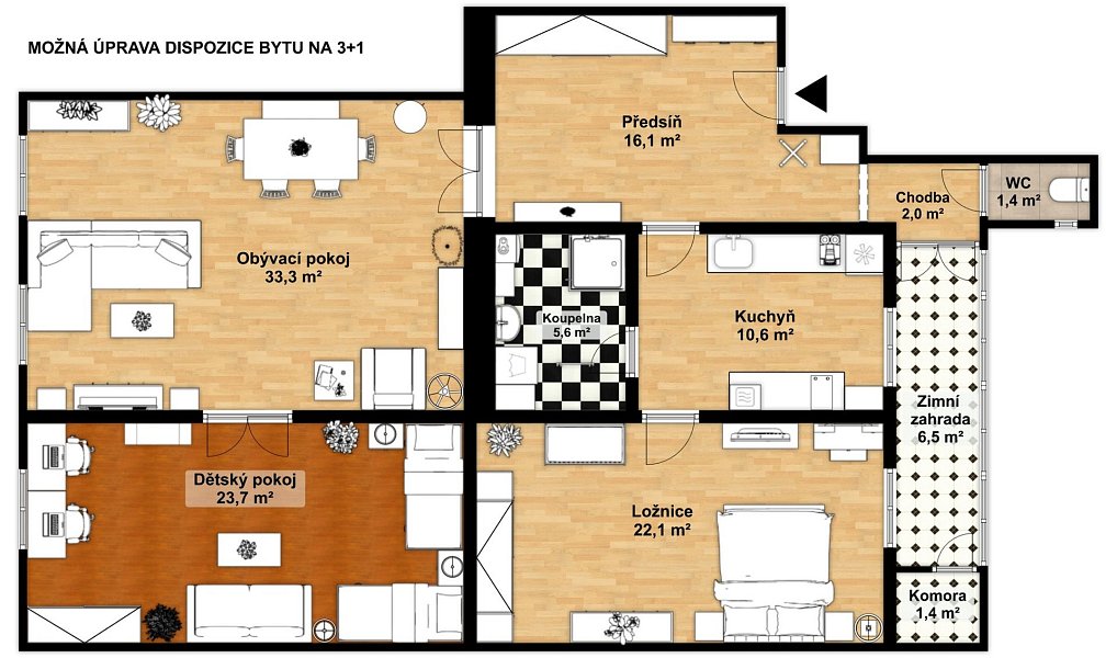 Prodej bytu 3+1 122 m², Praha – náhled fotky 3