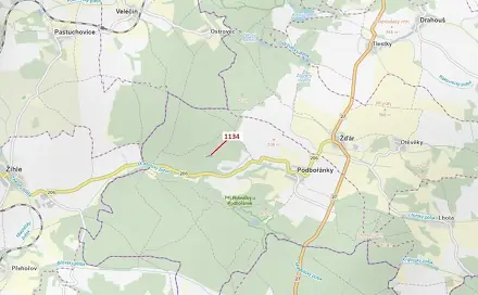 Dražba lesa 1 636 m², Velečín