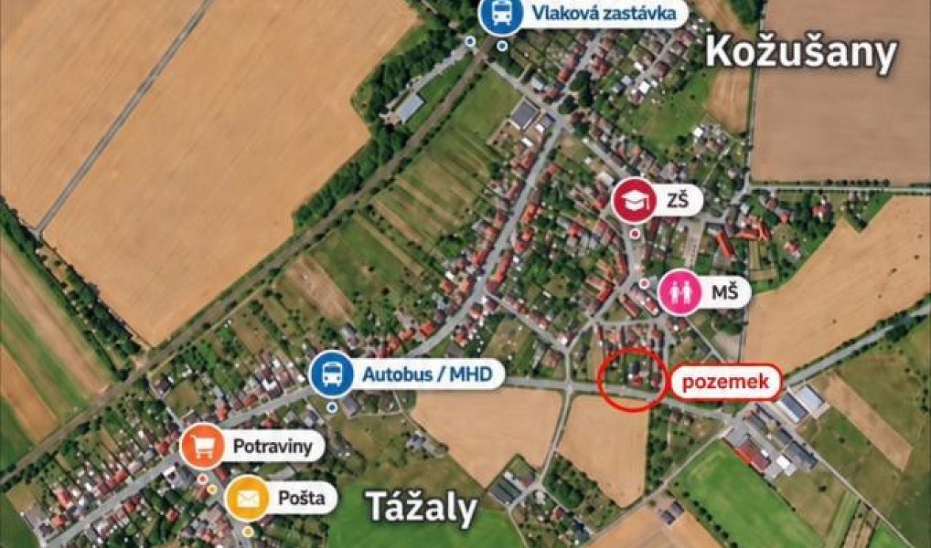 Prodej stavebního pozemku 800 m², Kožušany-Tážaly – náhled fotky 3