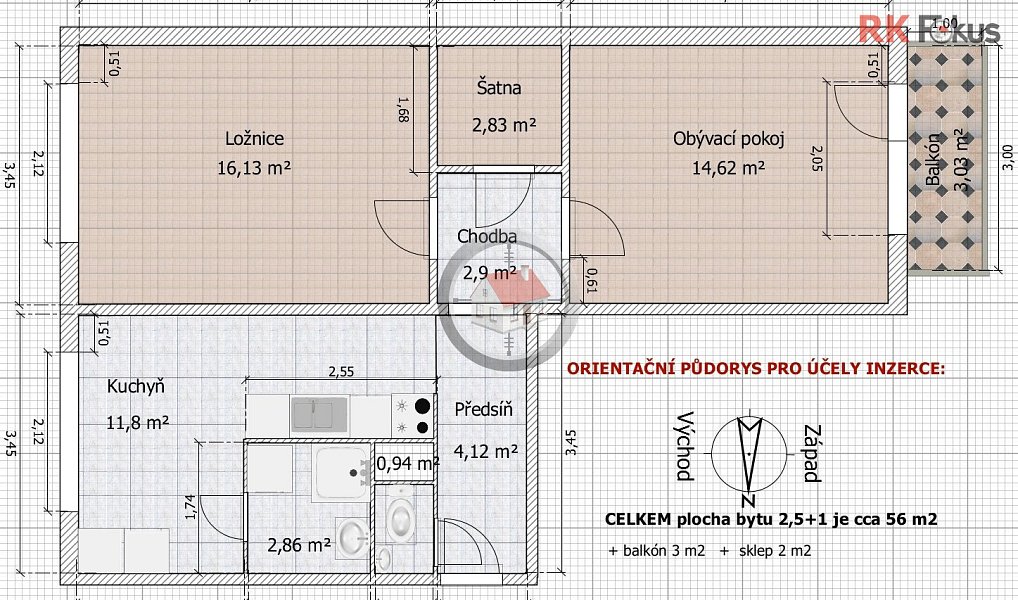 Pronájem bytu 2+1 52 m², Třebíč – náhled fotky 5