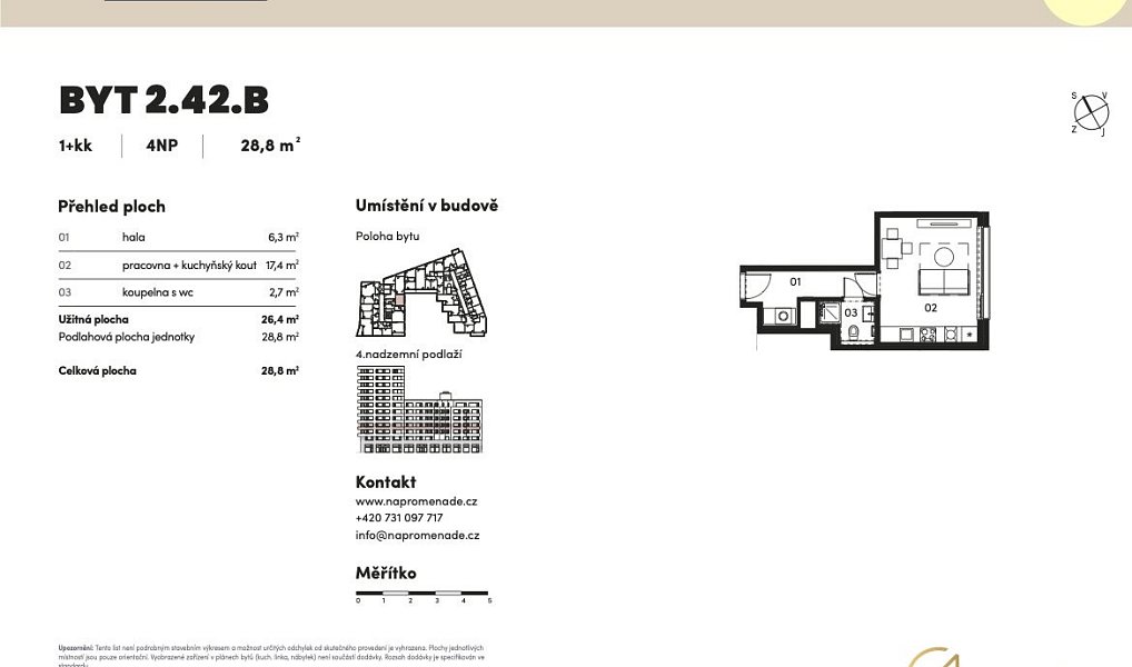 Prodej bytu 1+kk 29 m², Brno – náhled fotky 4