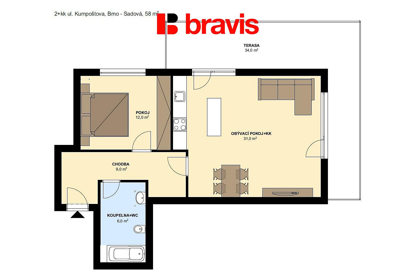 Pronájem bytu 2+kk 58 m² — photo 5