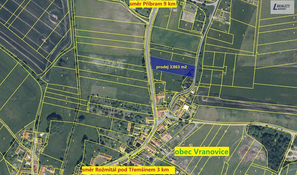 Prodej stavebního pozemku 3 863 m², Vranovice – náhled fotky 2