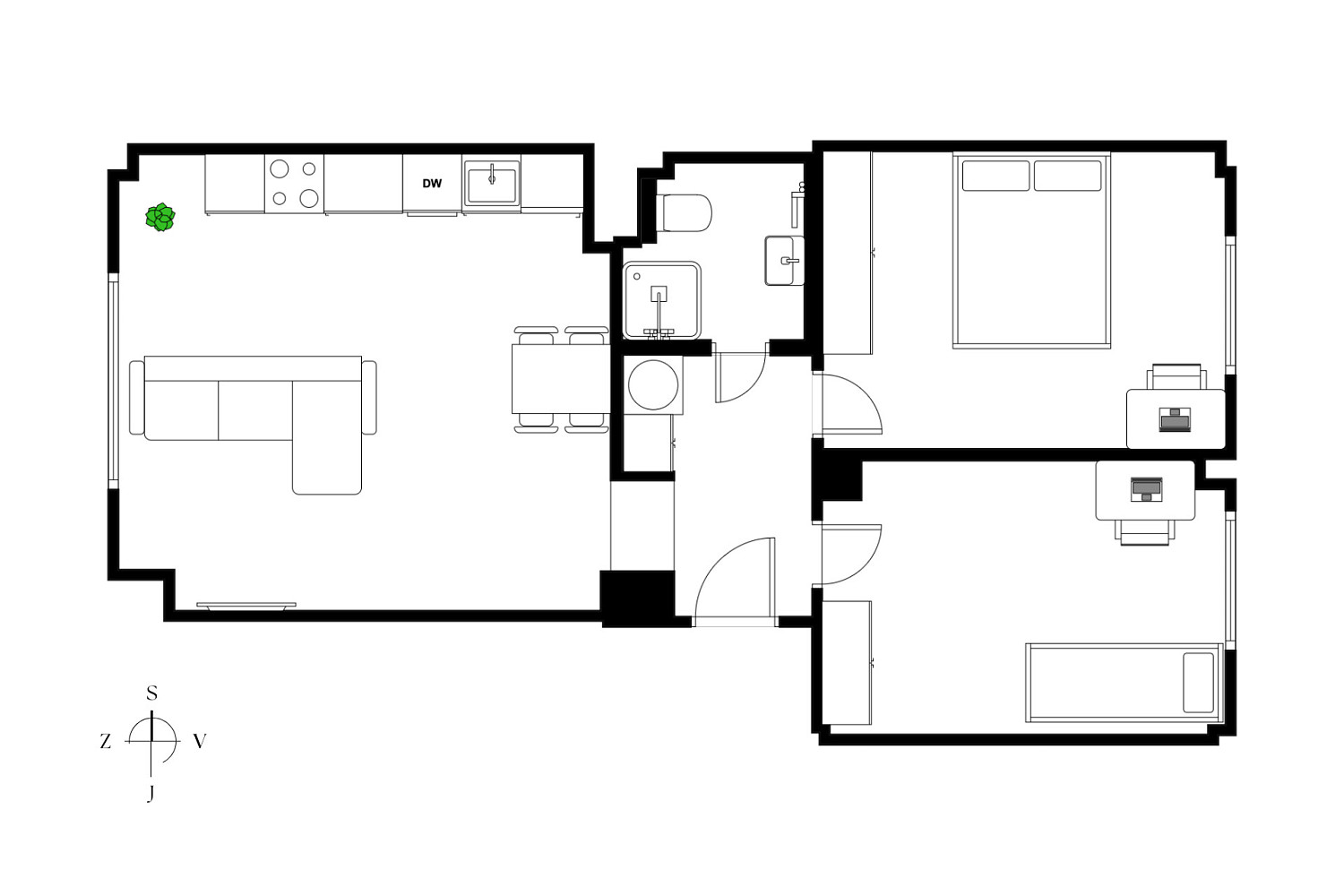 Prodej bytu 3+kk 57 m² – pohled 3