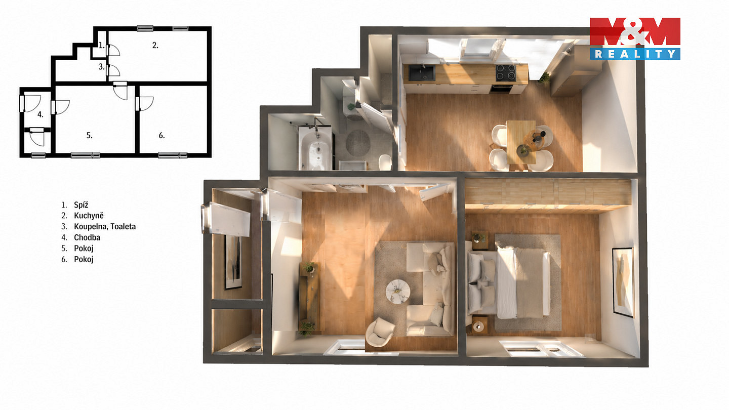 Prodej bytu 2+1 57 m² – fotografie 3