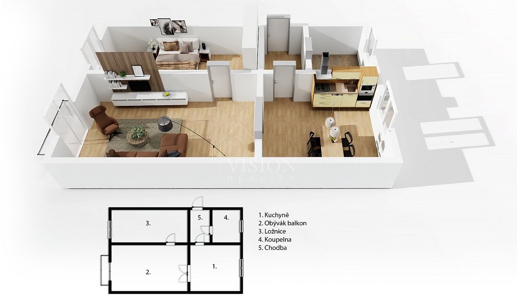 Prodej bytu 2+1 48 m², Milevsko – náhled fotky 2