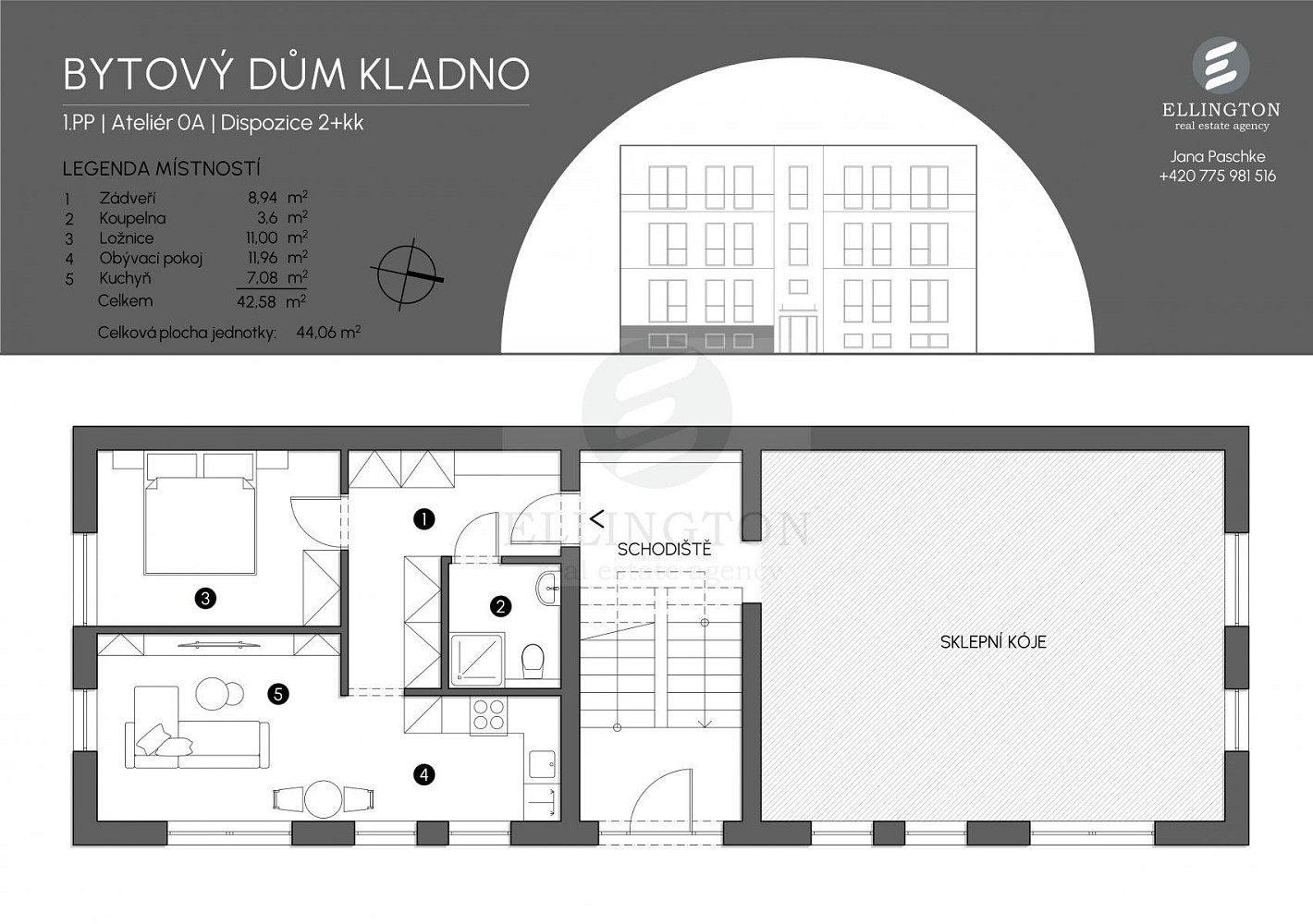 Prodej bytu 1+kk 43 m² – pohled 6