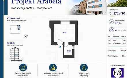 Prodej ubytovacího objektu 17 m², U zákrutu, Praha 10 - Záběhlice