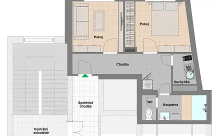 Pronájem pokoje 12 m², Sladkovského, Pardubice - Zelené Předměstí