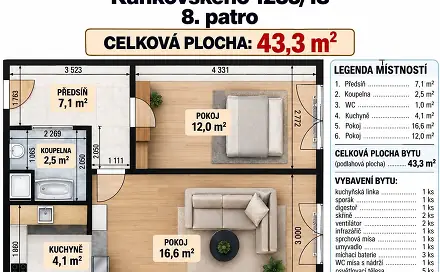 Prodej bytu 2+kk 43 m², Kaňkovského, Praha 8 - Kobylisy