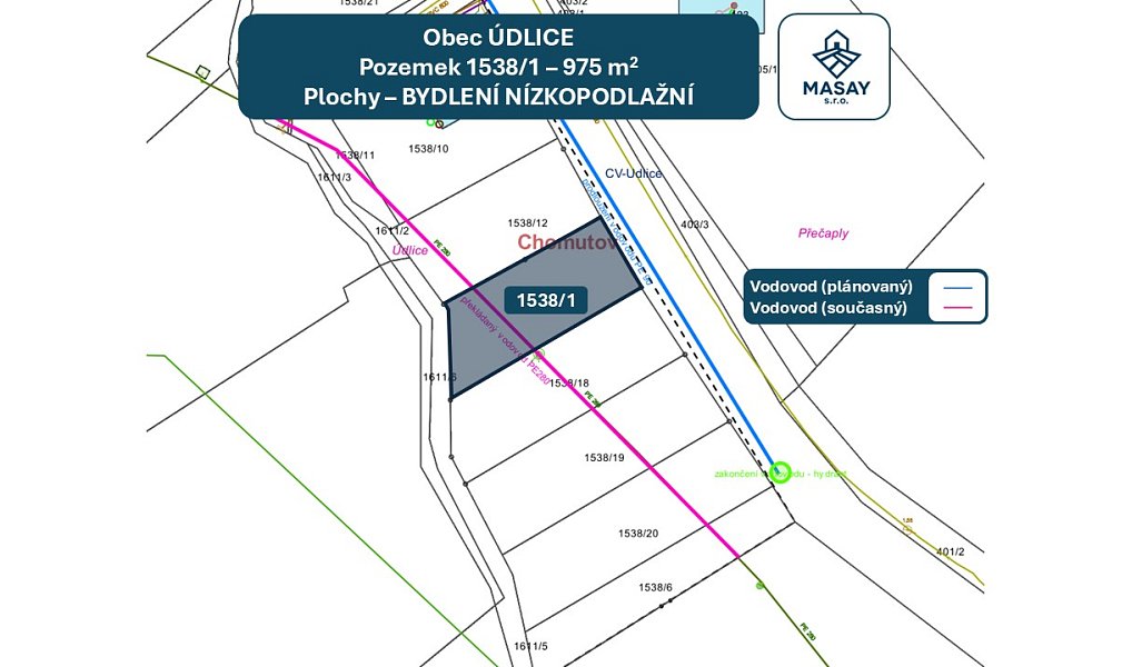 Prodej stavebního pozemku 975 m², Údlice – náhled fotky 5