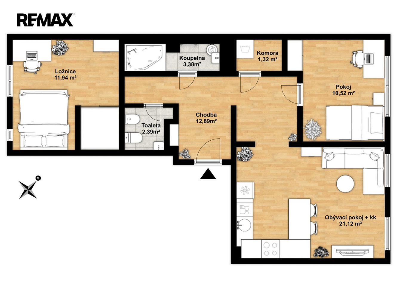 Pronájem bytu 2+1 67 m² – pohled 3