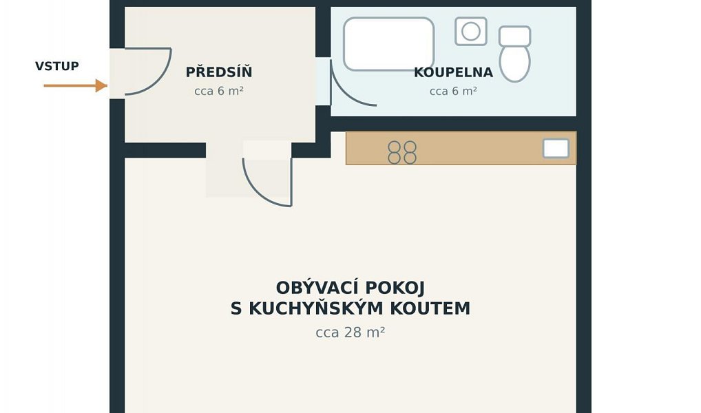 Pronájem bytu 1+kk 39 m², Úherce – náhled fotky 7