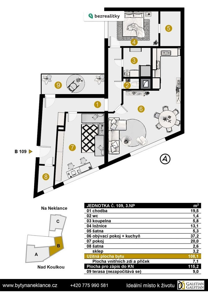 Prodej bytu 3+kk 110 m²