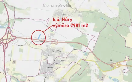 Prodej komerčního pozemku 7 981 m², Hůry, okres České Budějovice