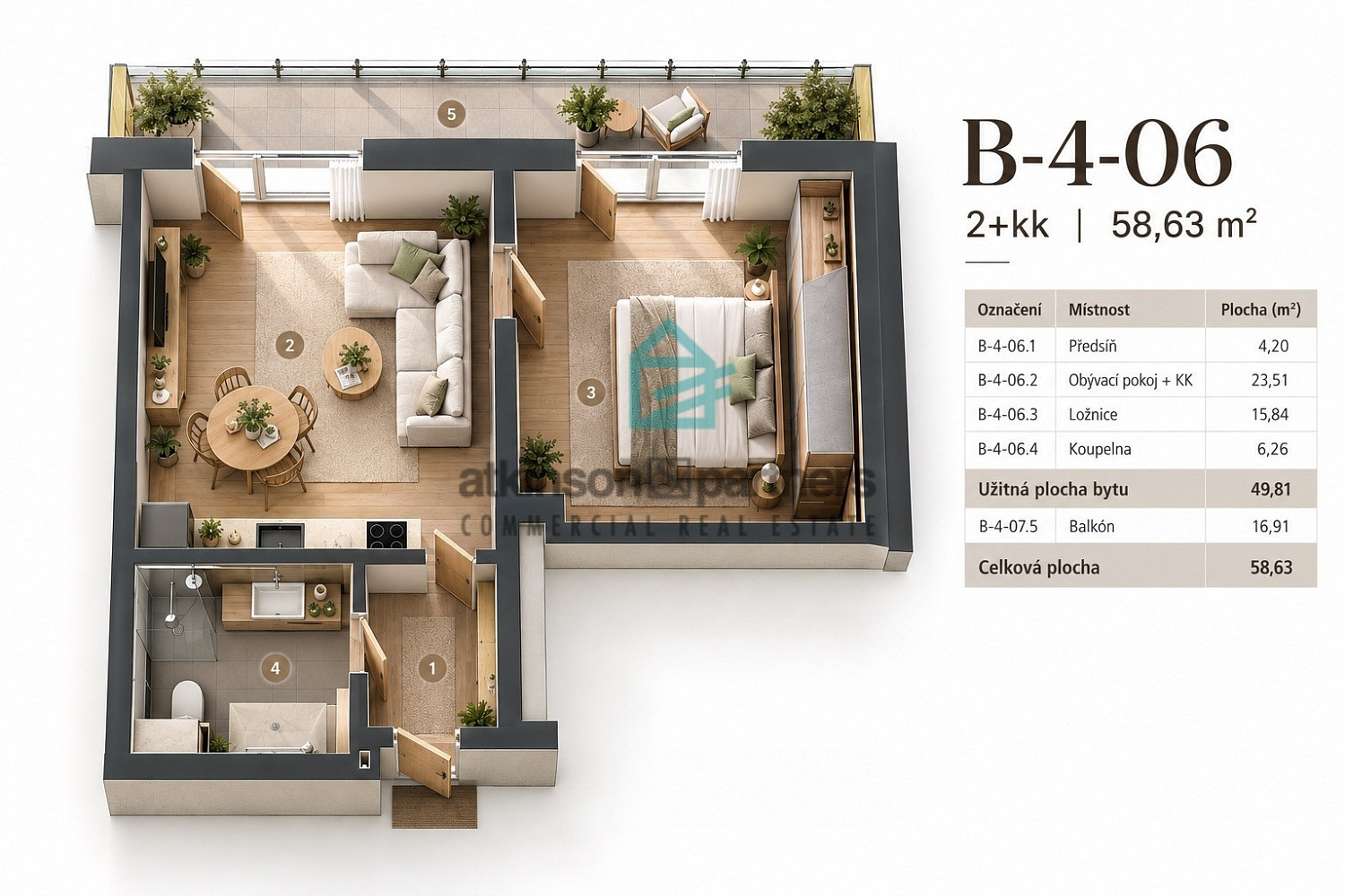 Prodej bytu 2+kk 50 m² – fotografie 2